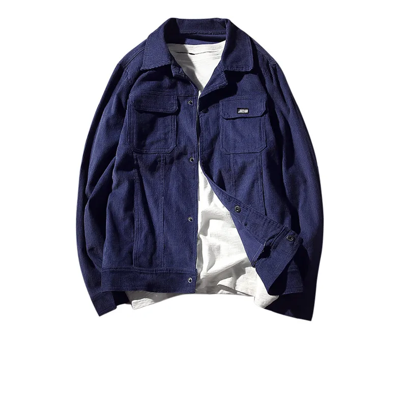 

2019 spring warm corduroy jacket men's long-sleeved lapel Slim three-dimensional jacket men's solid color single-breasted jacket