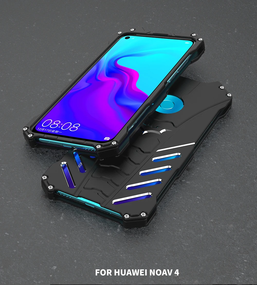 

Aircraft Aluminum Metal Case For Huawei Nova 3 3i 4 Hard Cover Shockproof Shell Heat Dissipation Outdoor Sports+Straps+Stand