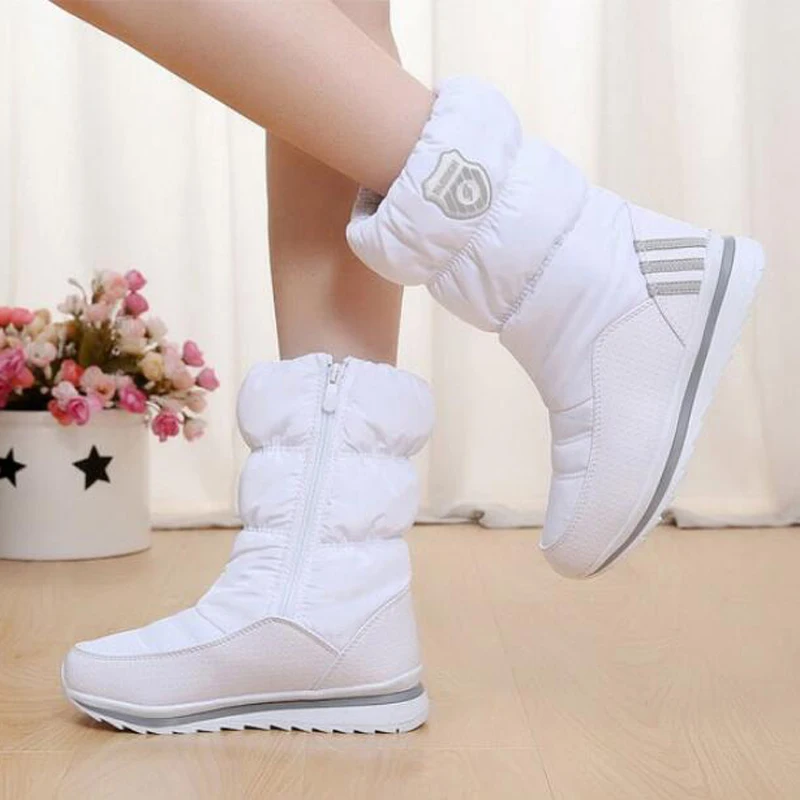 

Women snow boots 2019 warm winter shoes zipper women mid-calf boots waterproof non-slip women boots size 35-40