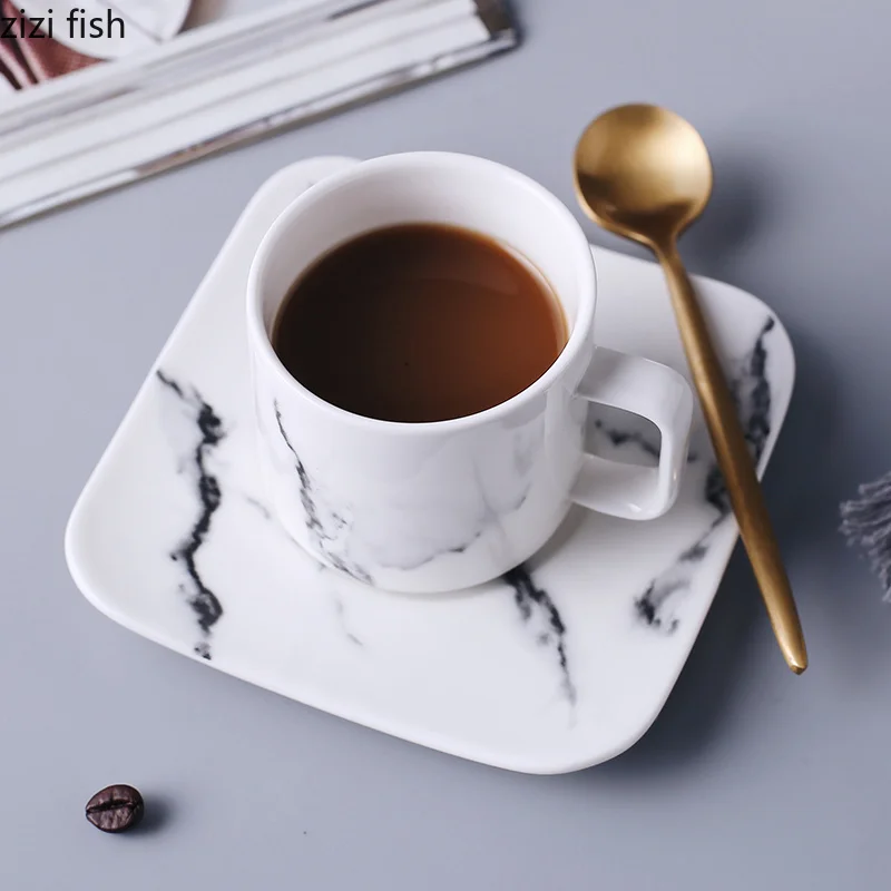 

Ceramic Coffee Marble Mugs with Coaster Natural Marble Office Milk Tea Breakfast Drinking Mugs Cups Gifts