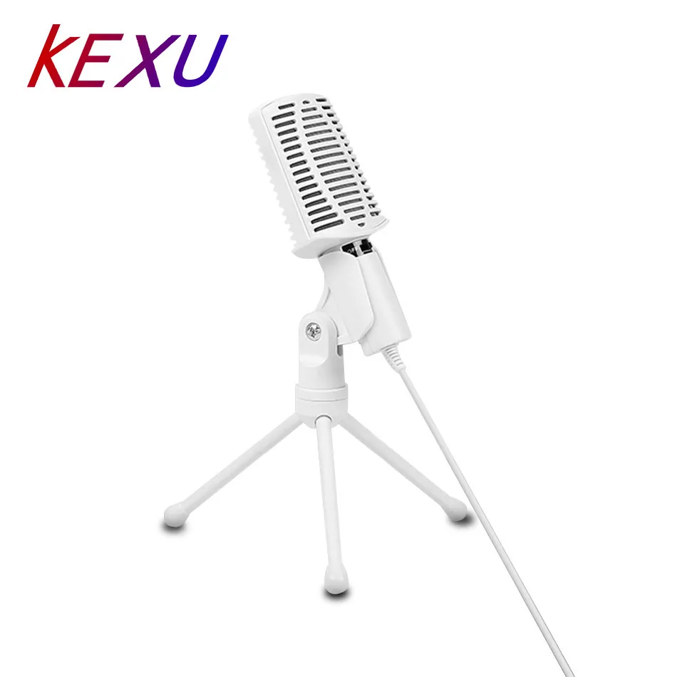 Белый Профессиональный ручной микрофон KEXU для звуковой студии компьютерного