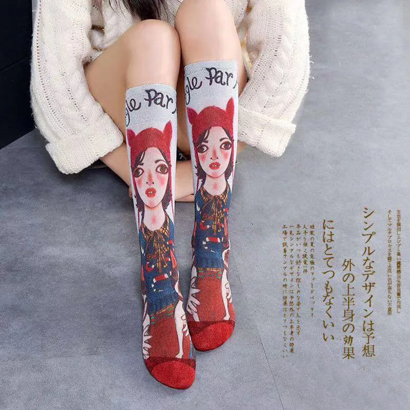 

SP&CITY 2019 Oil Painting Patterned Women Funny 3D Socks Harajuku Chic Hipster Van Gogh Cotton Socks Colored Comfort Art Sox