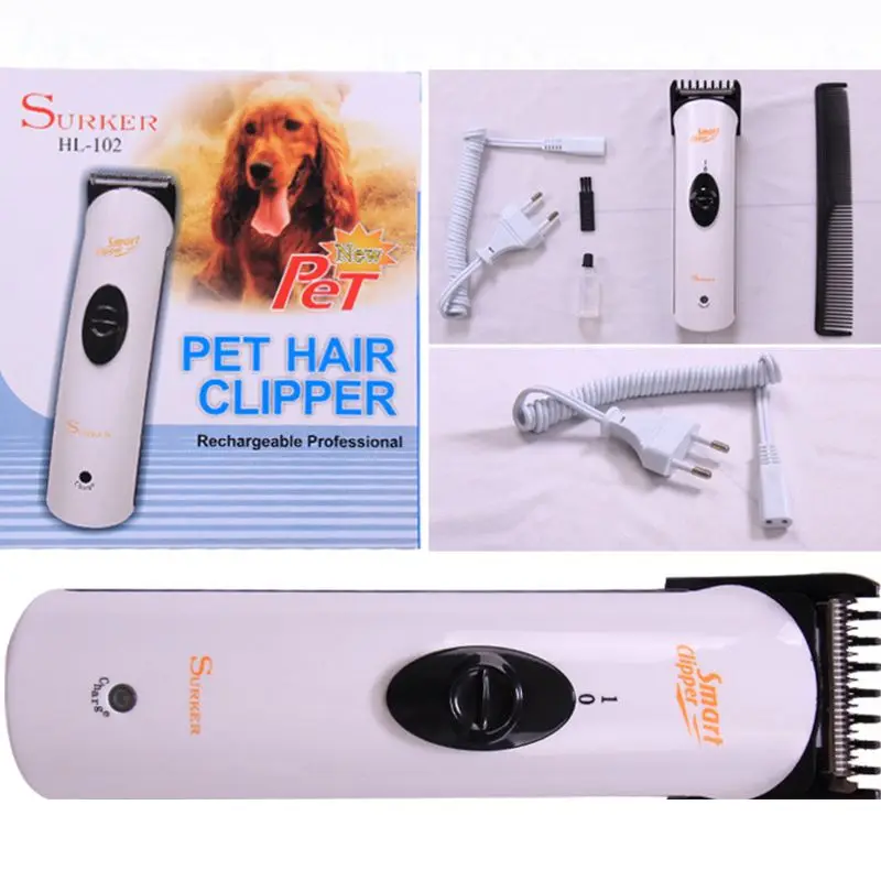 SUEKER Rechargeable Low-noise Pet Grooming Set Electric Professional Animal Cat Dog Hair Trimmer Clipper Shaver(EU plug)