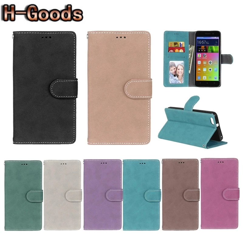 H-Goods Luxury PU Leather + Silicone Phone Case For Huawei Y6 Wallet Flip Cover Fundas Honor 4A | Мобильные телефоны и