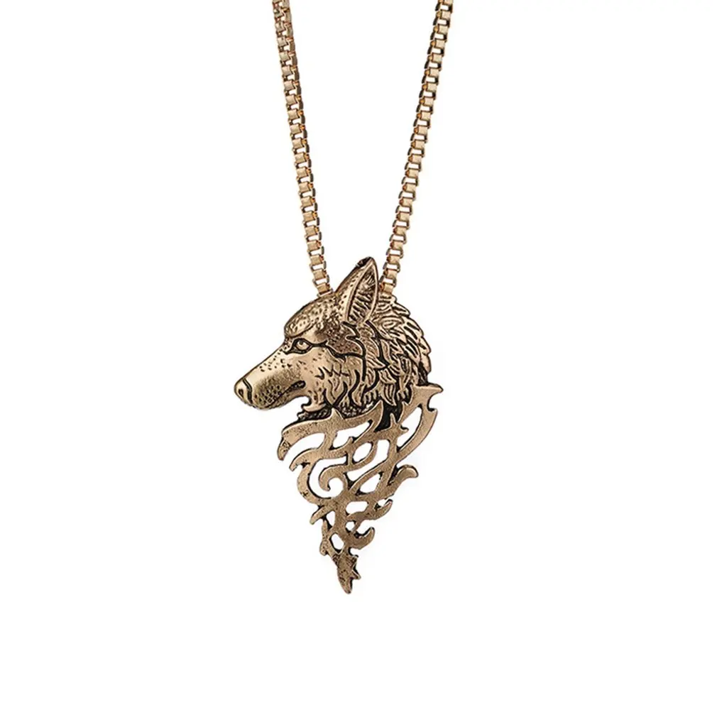 

European American Vintage Men Wolf Head Pendant Necklace Fashionable Male Alloy Korean Fashion Men Chain Personalized Necklace