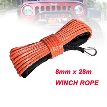 

Free shipping 8mm x 28m synthetic winch line / rope UHMWPE cable for 4x4 4wd atv utv suv offroad