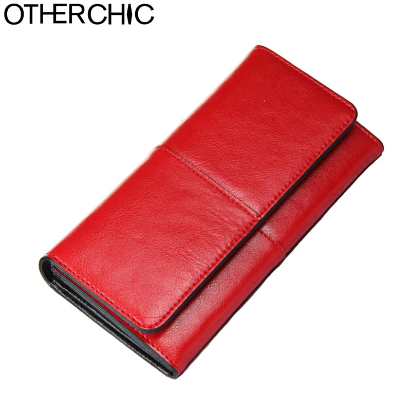 

OTHERCHIC Ladies Women Wallets Genuine Leather Purses Long Wallet Woman Elegant Female Red Women's Wallets Leather Wallet Purse