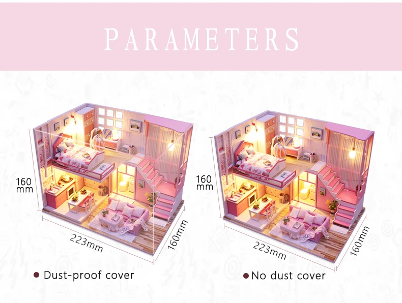 CUTEBEE DIY Doll House Wooden Doll Houses Miniature dollhouse Furniture Kit Toys for children Christmas Gift L025