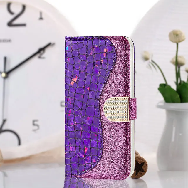 Блестящий глянцевый кошелек, кожаный чехол для samsung S10Plus, чехол для samsung S10 5G, откидной Чехол для samsung Galaxy S10 Plus S10E - Цвет: Фиолетовый