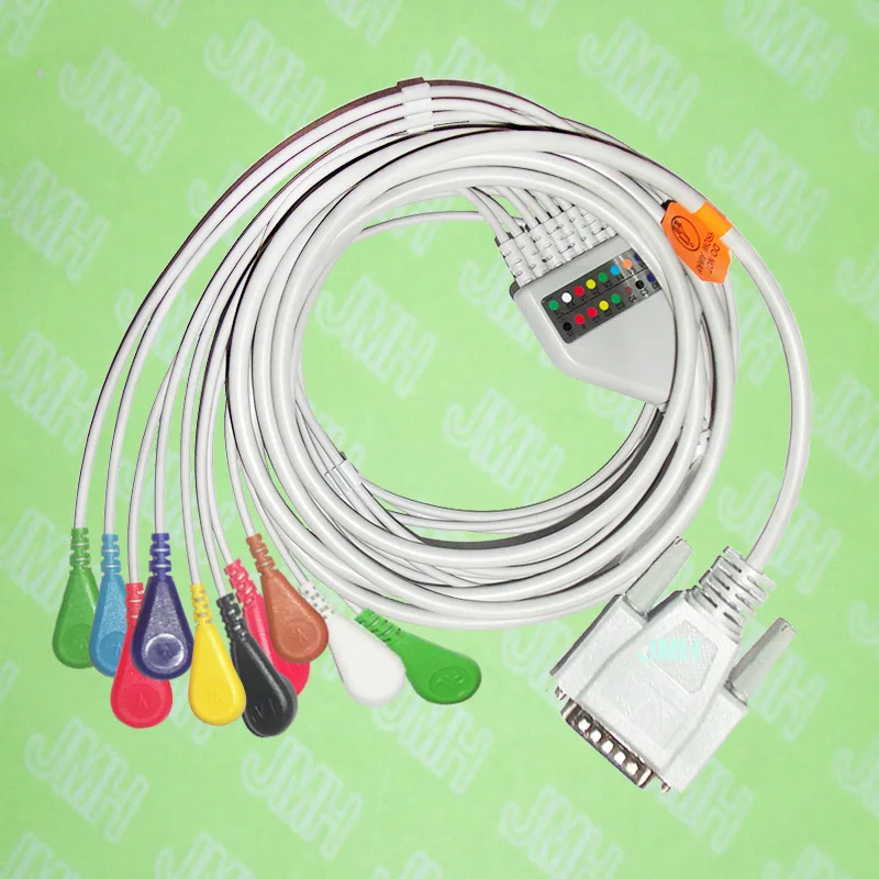 

Use for 15 pin Nihon Kohden,Fukuda Cardisuny EKG Machine the ECG One-piece 10 leads cable and Snap leadwires,IEC or AHA.