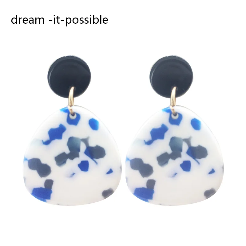 

Dream-it-possible elegant charm big geometric korean statement new arrival druzy unique resin acrylic earrings for women 2019