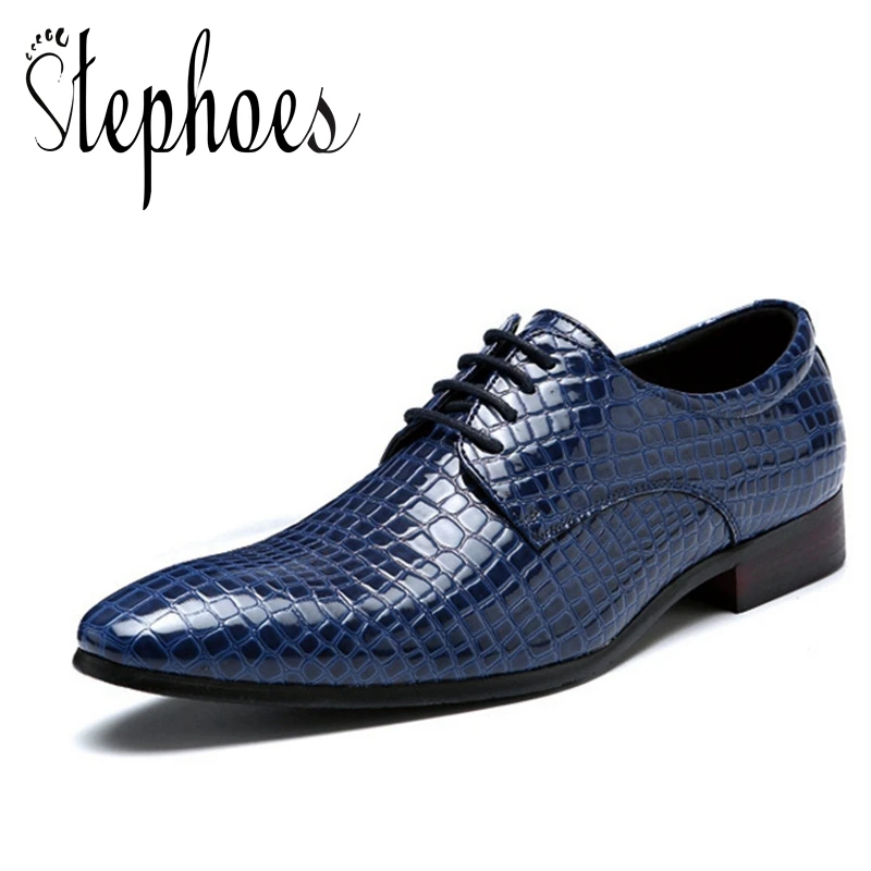 

Stephoes Men Fashion Casual Shoes Btitish Style Men Dress Office Wedding Oxfords Shoes Men Crocodile Pattern Sneakers Big Size