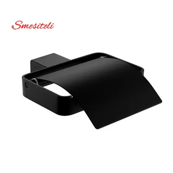 

Wall Mount SUS304 Stainless Steel Toilet Paper Holder With lid Square Toilet Roll Holder Bathroom Accessory Matte Black/Brushed