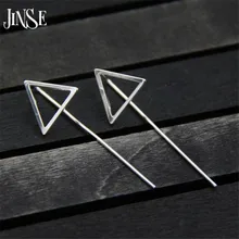 JINSE 925 Silver Triangle Earring 43mm Long 100% S925 Sterling Silver boucle d'oreille Drop Earrings for Women Jewelry 14*43mm JINSE 925 Silver Triangle Earring 43mm Long 100% S925 Sterling Silver boucle d'oreille Drop Earrings for Women Jewelry 14*43mm