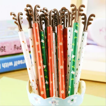 

36 pcs/lot Christmas Elk gel pen for writing gift Cute 0.38 mm reindeer Black ink Santa Claus Tree Deer pens School supplies