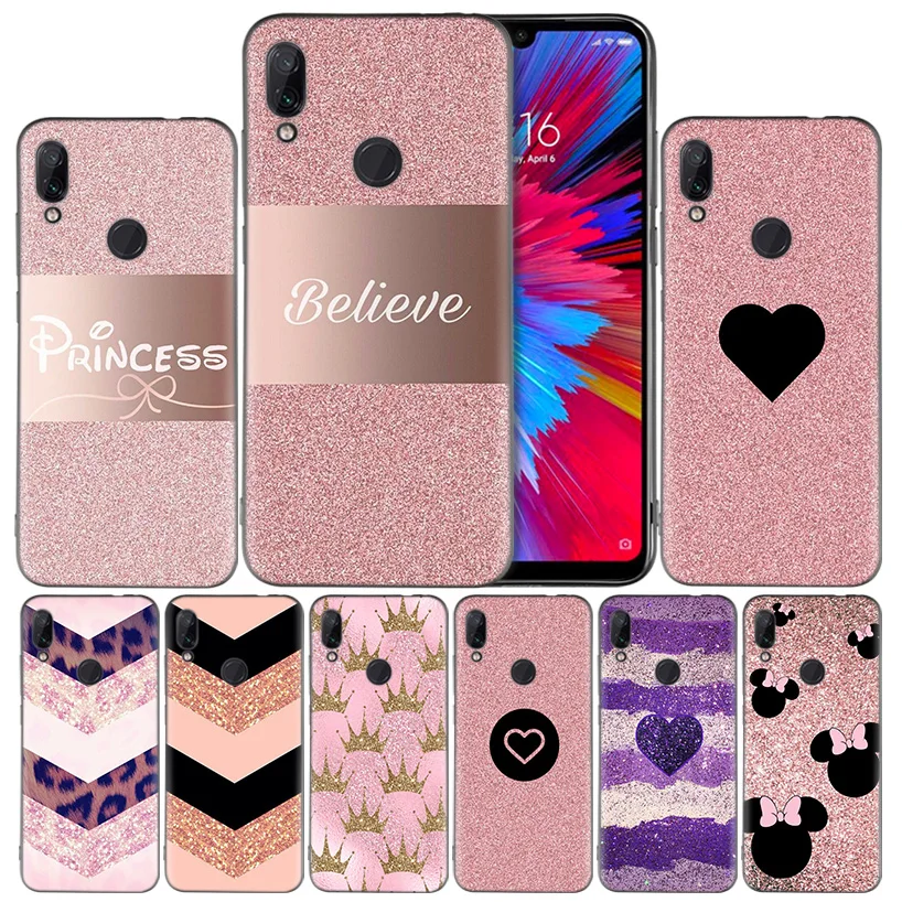 

Rose Gold Pink GlitSilicone Case Cover for Xiaomi Redmi Note 7 7A 7S K20 Y3 6 6A S2 GO 5X 6X Mi A1 A2 8 9T Play Lite Pro Poco F1