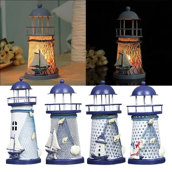 

Lighthouse Iron Candle Holder Nautical Beach Anchor Home Light Lamps Wedding