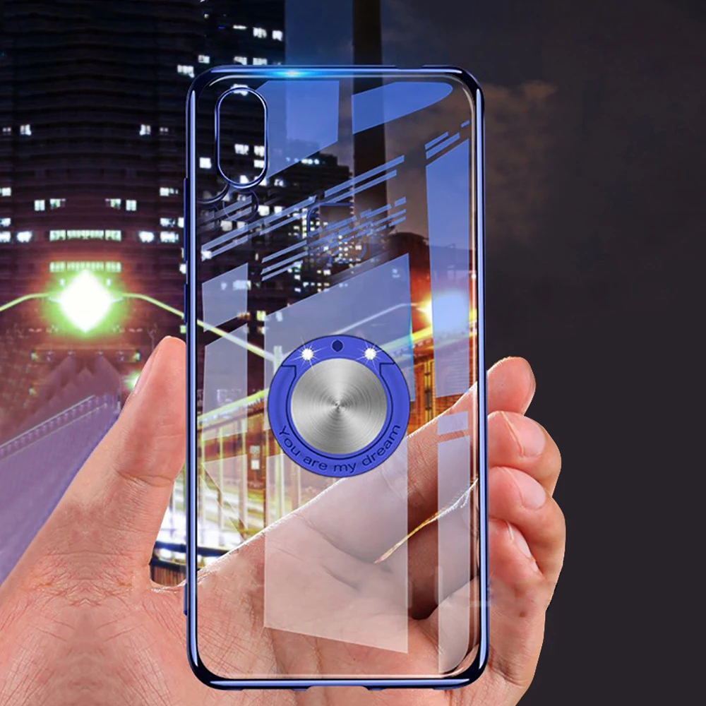 

QJW Transparent Bracket Phone Case For iPhone XR XS Max X 8 7 6 6s Plus Cases Shockproof Plating Back Cover Magnetic Soft Shell