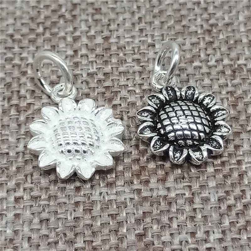 

925 Sterling Silver Sunflower Charms Sun Flower Pendants for Bracelet Necklace