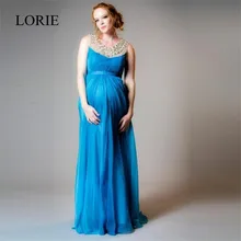 Luxury Rhinestone Maternity Evening Dresses For Pregnant Woman 2016 A Line Jewel Neck Crystal Prom Formal Chiffon Party Dresses