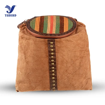 

YUBIRD Canvas Bagpack Female Girls Women National Wind Printing Backpack School Rivet Holiday Travel Bag mochila viagem