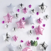 5 piezas de oro rosa de 18 pulgadas Globos de papel de Estrella Blanca Feliz cumpleaños Globos de helio boda decoración de cumpleaños suministros de Globos(China)