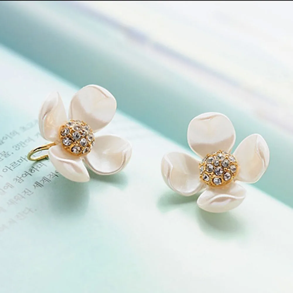 New 1 Pair Women S Fashion Elegant Imitation Mother Pearl New 1 Pair Women S Fashion Elegant Imitation Mother Pearl Flower Earrings Stud Earring Jewelry High Quality In From