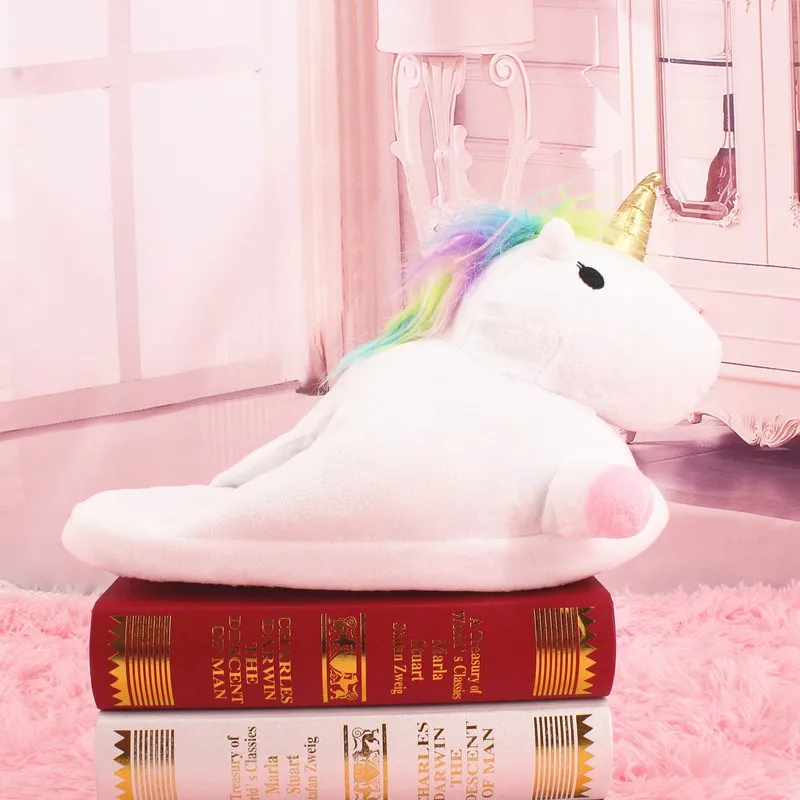 multi coloured unicorn slippers