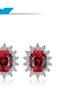 JewelryPalace Принцесса Диана Уильям Кейт Миддлтон 1.3ct натуральный гранат, нимб серьги-гвоздики Solid 925 пробы Серебряные ювелирные изделия