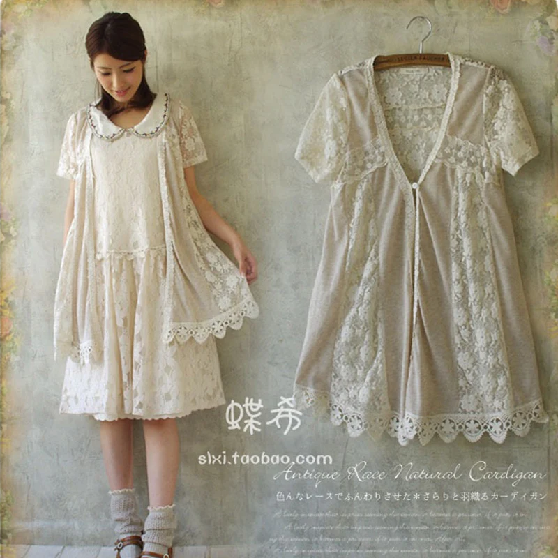 

Japanese Mori Girl Sweet Shirt Women Cute Perspective Embroidery Button Short Sleeved Lolita Female Blouses Shirt Cardigan A036