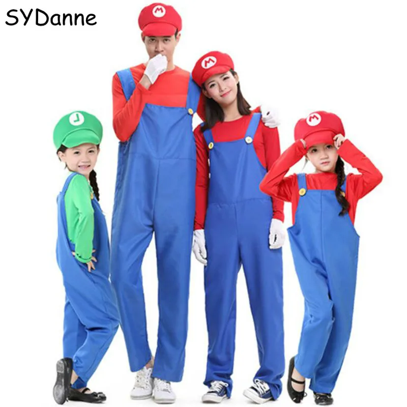 Adults Kids Super Mario Luigi Brothers Plumber Cosplay Costumes Shirt Rompers Hats For Women Men Boys Girl Halloween Fancy Party
Adults Kids Super Mario Luigi Brothers Plumber Cosplay Costumes Shirt Rompers Hats For Women Men Boys Girl Halloween Fancy Party