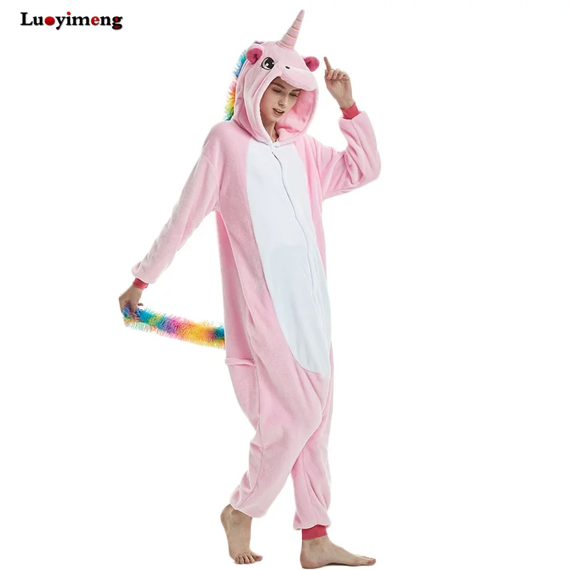 Кигуруми Stich Onesie Ночное белье для женщин и мужчин парные пижамы кигуруми Единорог