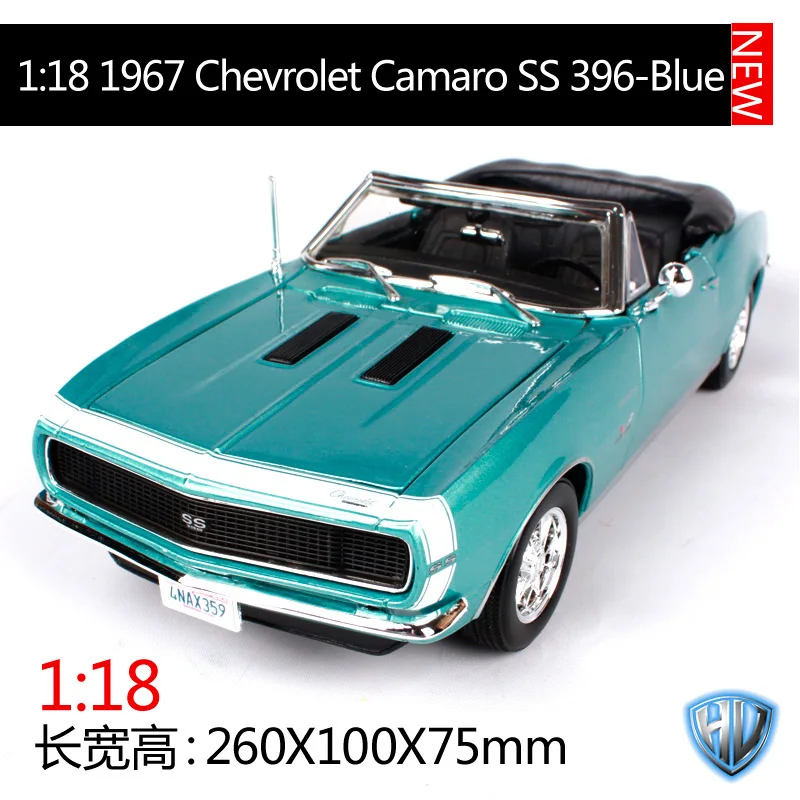 Maisto 1:18 1967 chevrolet camaro ss396 синий красный автомобиль литья под давлением 260*100*75 роскошные классические модели автомобиля открытым верхом автомобили сбор 31684 - Цвет: blue car model