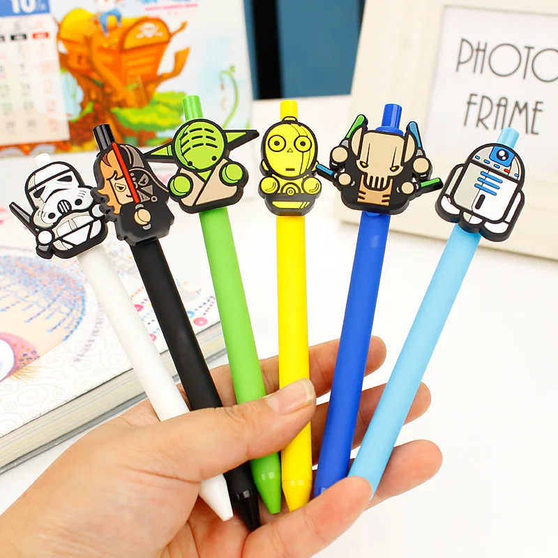 

6 pcs/set New Gel Pen Kawaii Gel Pen 0.5mm Black ink Candy color Pens Gift for kids escritorio Papelaria Marver Star was