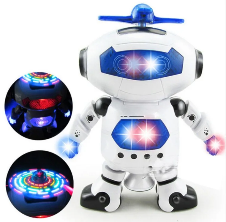 

360 Rotating Space Dancing Robot Musical Walk Lighten Electronic Toy Robot Christmas Birthday Gift Toy For Child