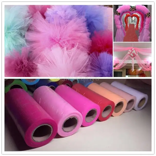 

New 22m X15cm Tulle Spool Craft Diy Wedding Decoration Tulle Rolls Organza Gauze Element Table Runner Mariage Party Decoration.J