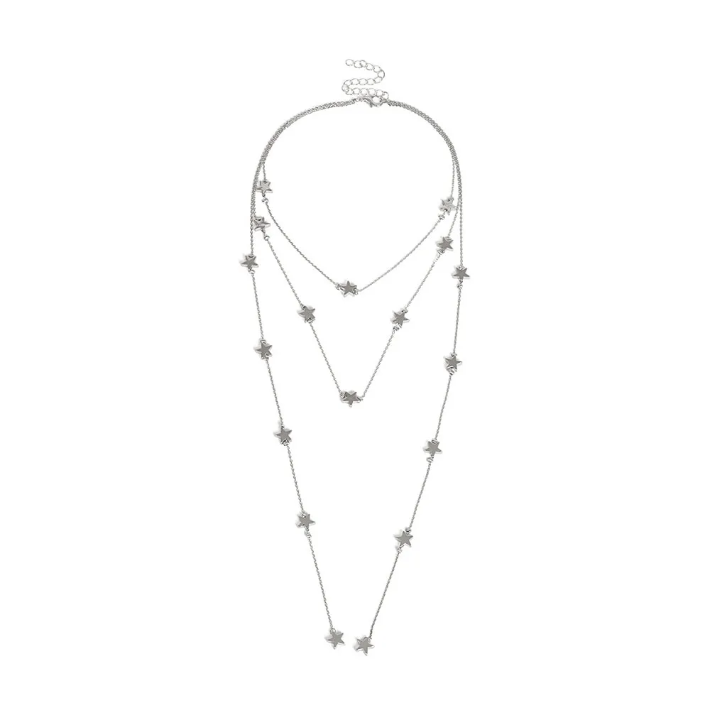 

1 Pcs Creative Design Simple Multi Layer Star Tassel Choker Necklace Women Personality Fashion Jewelry Statement Necklaces