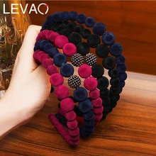 LEVAO 2019 New Velvet Pearl Headband Beads Hairband for Women Elegant Beaded Hair Bands Hoop Headbands Girls Hair Accessories chic beaded hairband for women