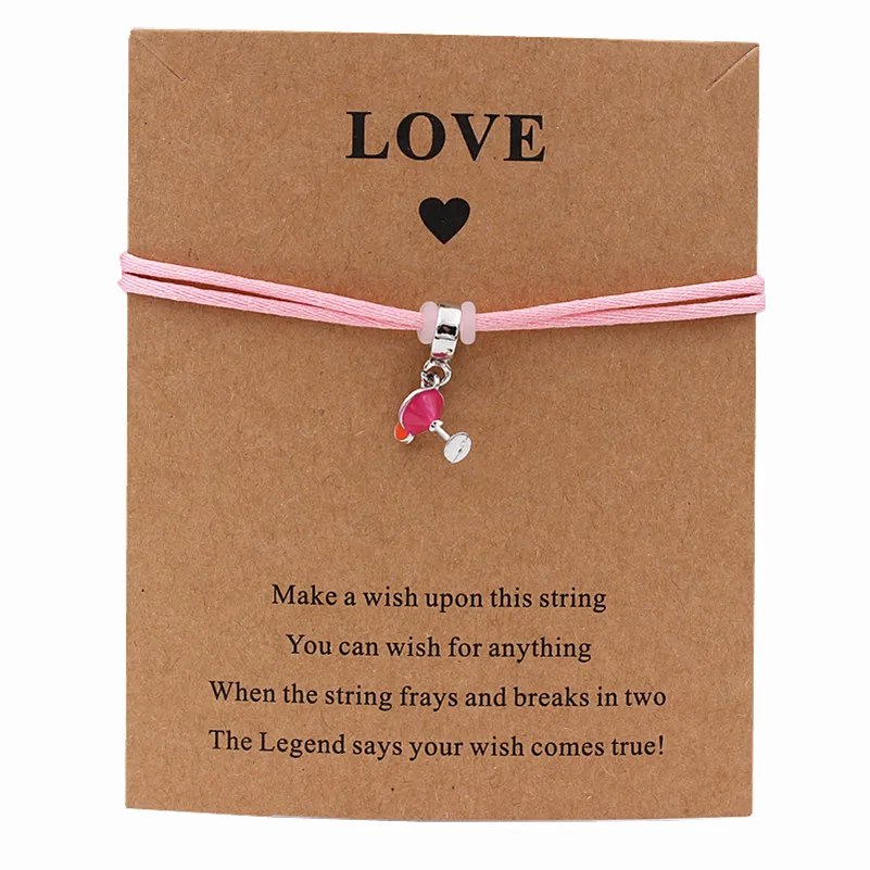 Очаровательные браслеты для женщин из винного стекла, серебряные браслеты из сплава, ювелирные изделия, подарок на день рождения - Окраска металла: JDSL204-PINK