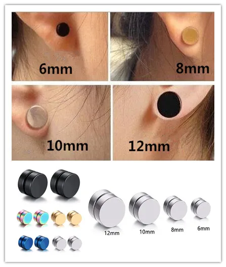 

1 Pair Unisex Stainless Steel hypoallergenic Magnetic Stud Earrings Men Women Earring Earless hole Classic Round Magnet Multico