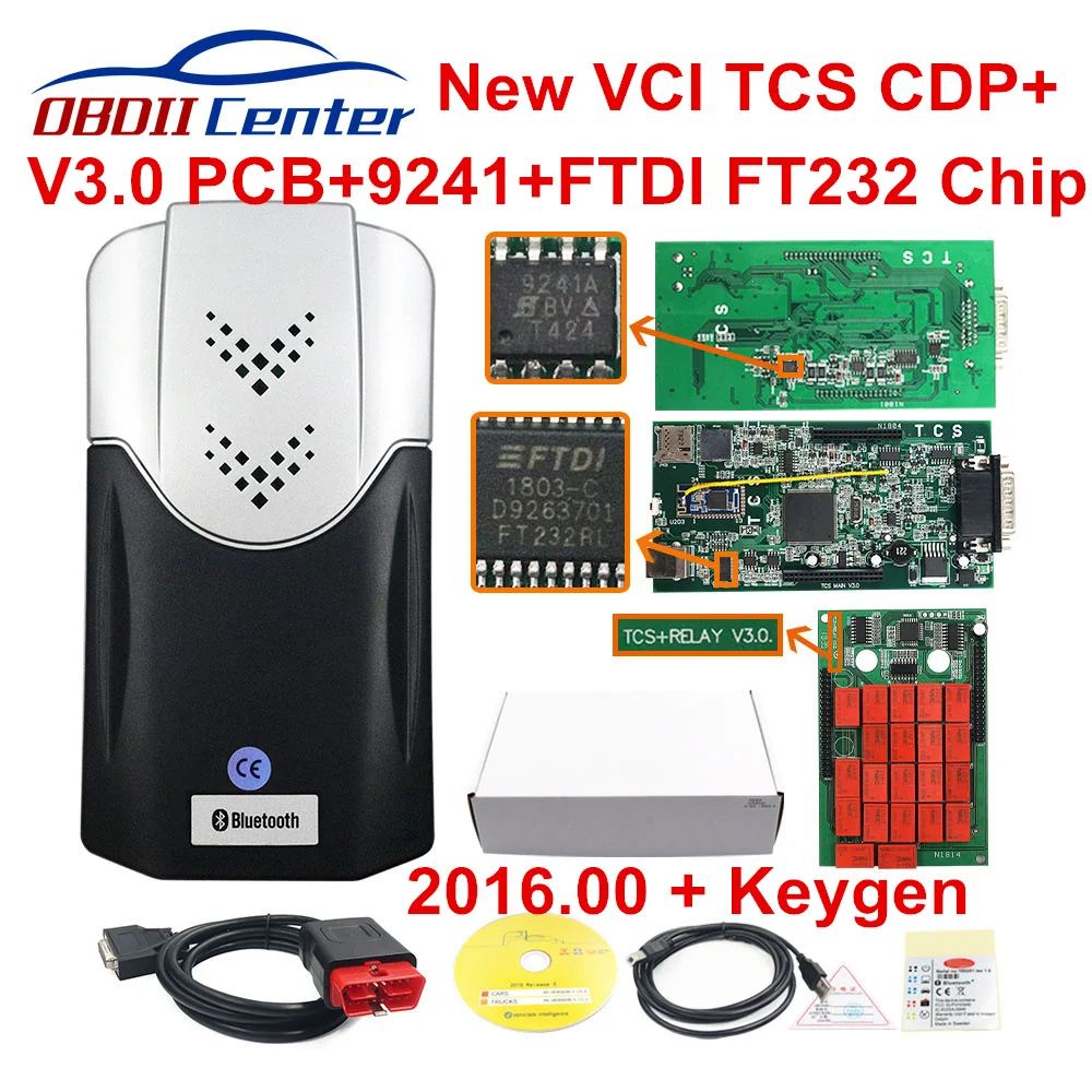 

TCS CDP Pro Plus Green PCB V3.0 OBD2 Scanner Bluetooth TCS CDP 2016.00 2016 R1 Keygen Car Truck Diagnostic Tool Multidiag Pro