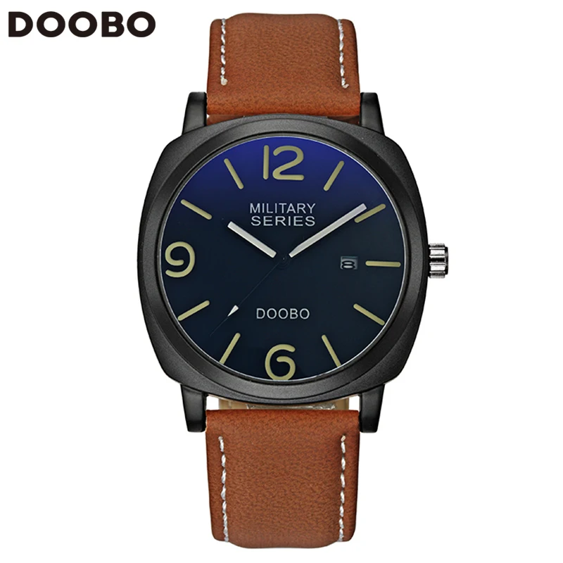 Mens Watches Top Brand Luxury Leather Strap Sports Army Military Quartz Watch Men Wrist Watch Clock relogio masculino DOOBO 2017 top brand luxury leather strap men s quartz fashion casual sports army watches men military wrist watch relogio masculino doobo