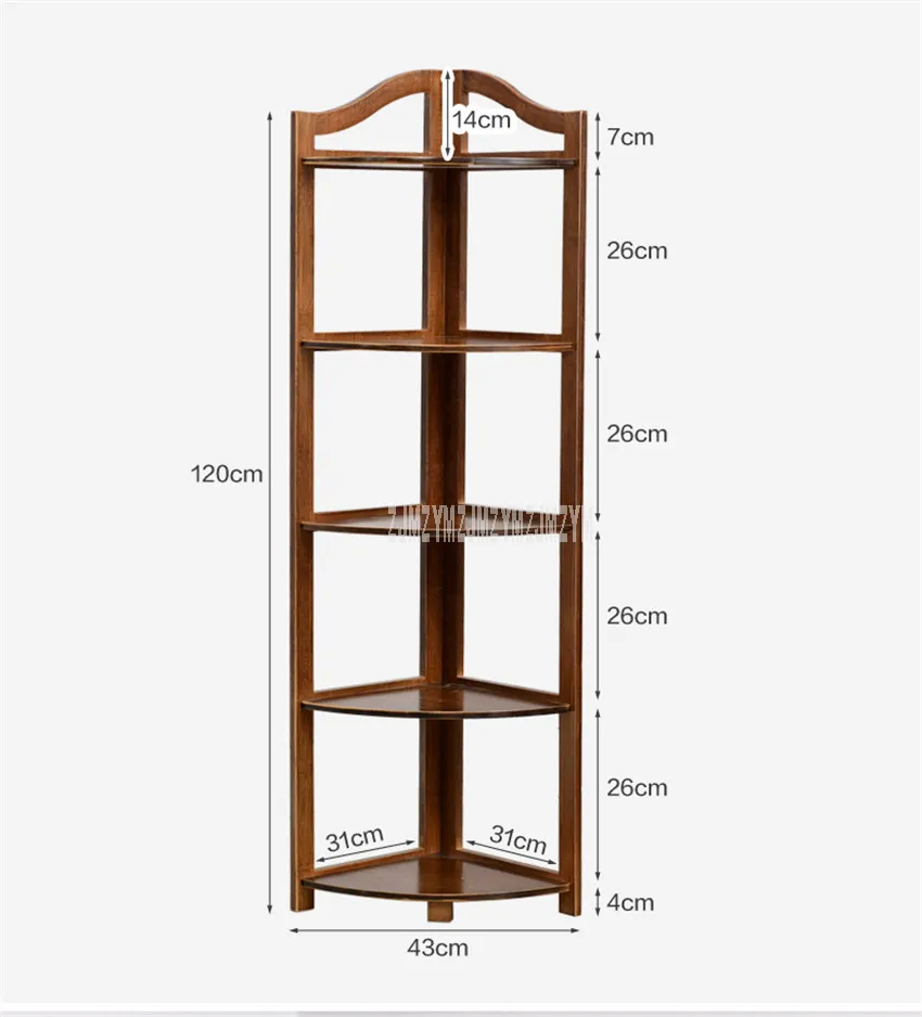 5-Слои натурального бамбука Треугольники напольная угловая полка для хранения полка органайзер Гостиная стенд стеллаж книжная полка