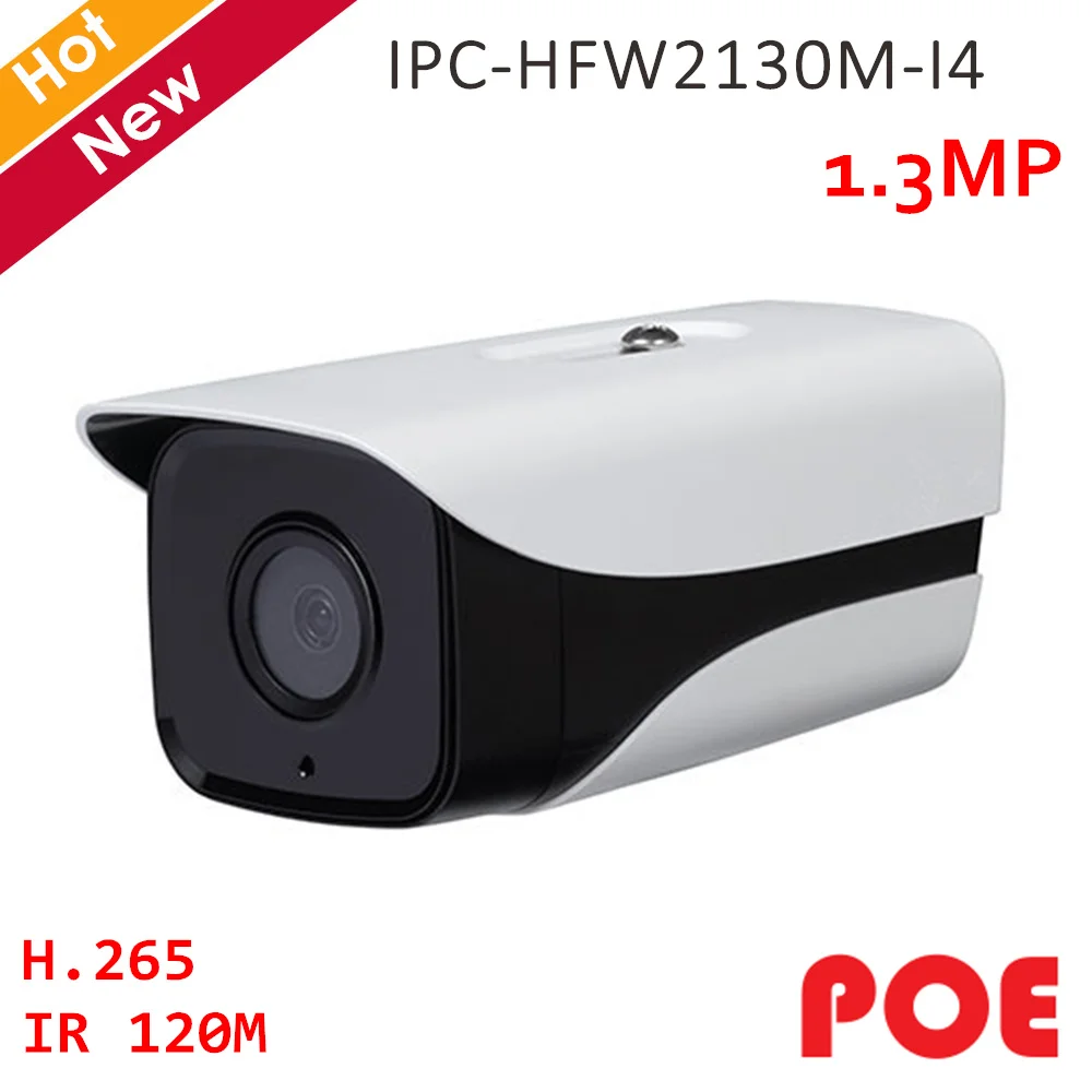 

DH POE IP camera IPC-HFW2130M-I4 1.3MP H.265 IR distance 120M Waterproof Camera Security camera with Night vision Perfect image