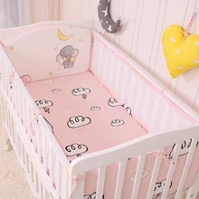 5 шт., Комплект постельного белья для малышей, сетчатая кроватка, бампер из хлопка с рисунком, плоские простыни для новорожденных, удобная детская кроватка, протектор, набор постельных принадлежностей для малышей