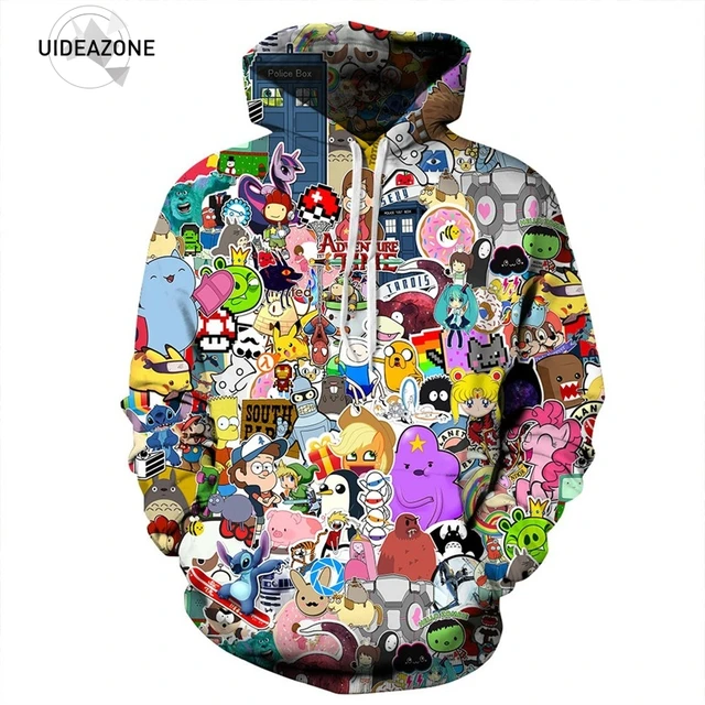Buy 2017 All Over Printed Hoodie Cartoon Character Graphic Tracksuit Men Women