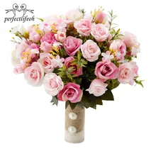 Perfectlifeoh розовый белый свадебный букет ручной работы искусственный цветок «Роза» buque casamento свадебные искусственные цветы украшения