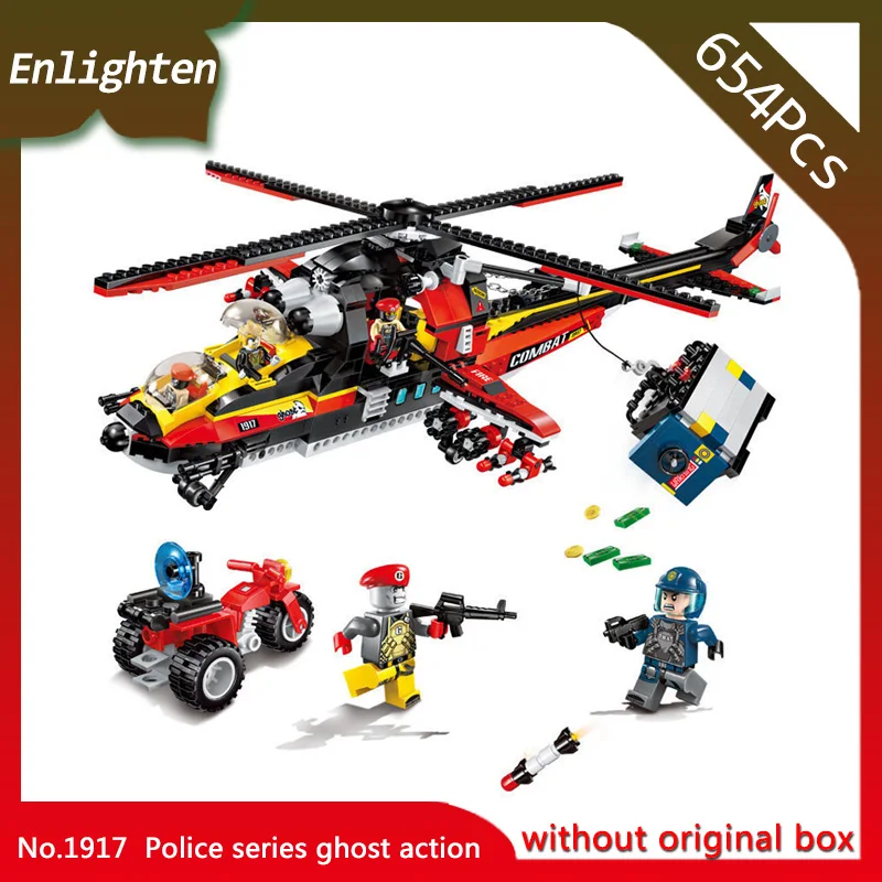 

Enlighten 1917 654pcs Police series Ghost action Building Blocks Bricks Kids Toys Gift Compatible with Legoings