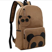 1 шт./лот Зима Винтаж Искусственные Замши Panda Рюкзак Подростков Высокое Качество животных большой Школьный Студент Унисекс 2 цвета коричневый серый