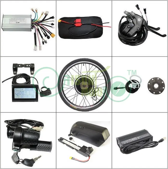 Top EU DUTY FREE 48V 1000W 26" Rear Wheel Ebike Conversion Kit And 48V 17.5AH Down Tube Battery With 5A Charger 1